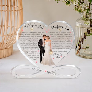 Personalized Wedding Gift For Son And Daughter In Law, Wedding Gift Acrylic Block From Mother Of The Groom, Gift For Son On His Wedding Day