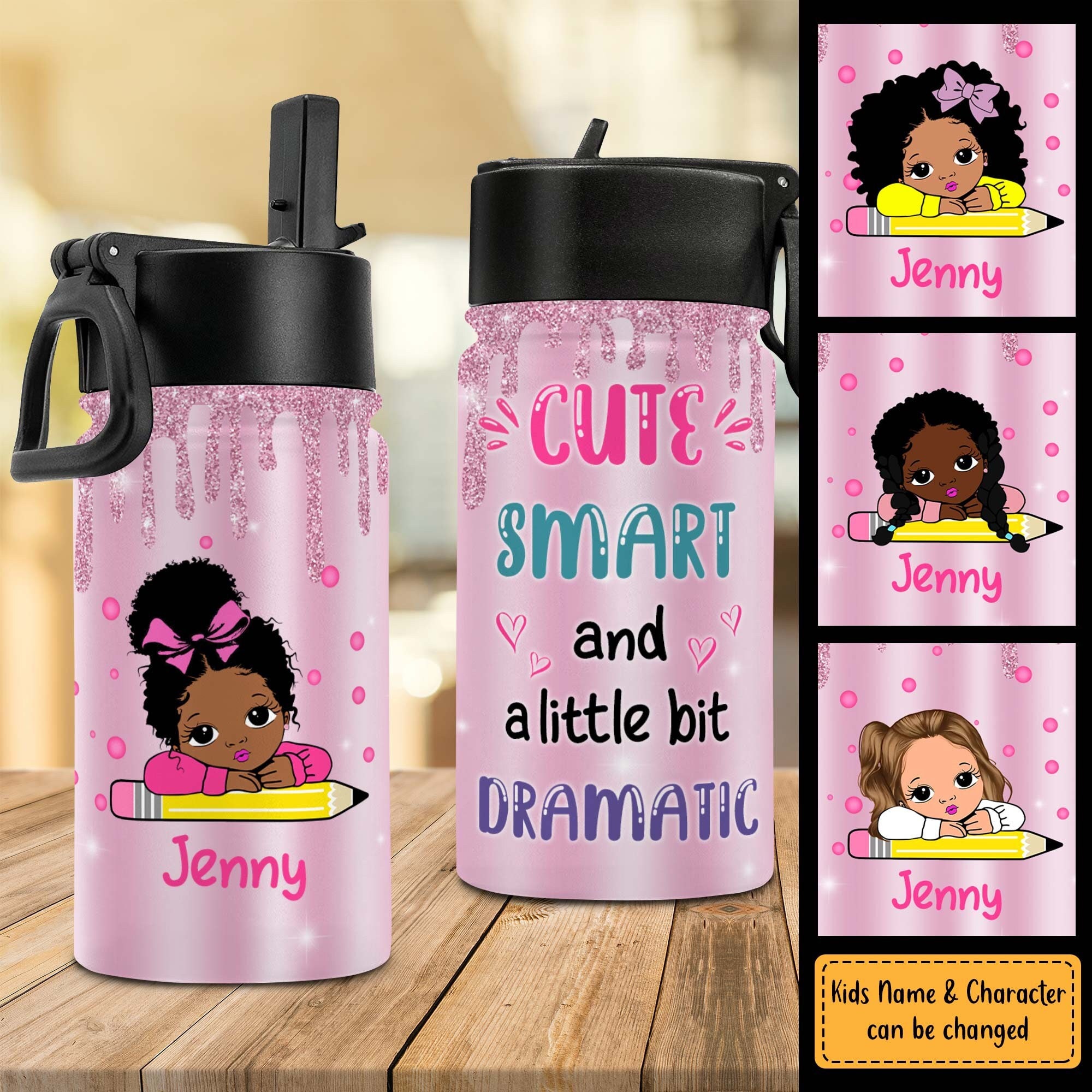 Personalized Back to School 11 Oz Water Bottle With Straw Lid for