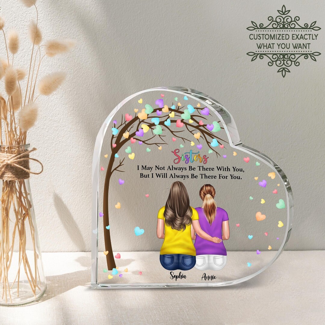Personalized Sisters Portrait Heart Acrylic Plaque, Sister Gift From ...