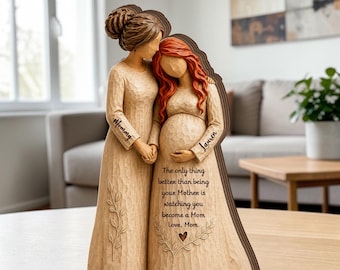 Targa in legno personalizzata per la gravidanza di madre e figlia, regalo personalizzato da mamma a figlia, ricordo per la neomamma.