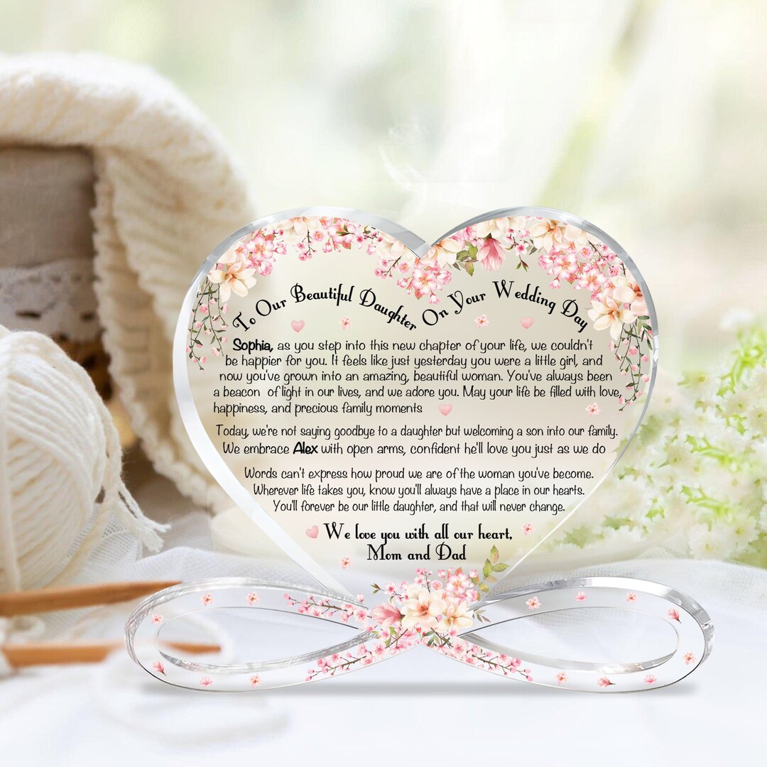 Personalized to My Daughter on Her Wedding Day Heart Acrylic Block, Custom Bride Gift From
