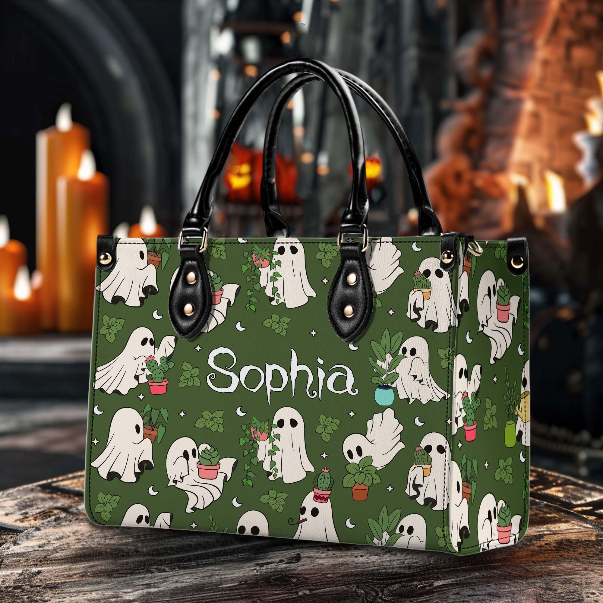 Discover Personalized Funny Ghost Plant Handbag With Handle, Cute Ghost Gardener Bags, Halloween Gift For Plant Lovers, Ghost Gardening Gift