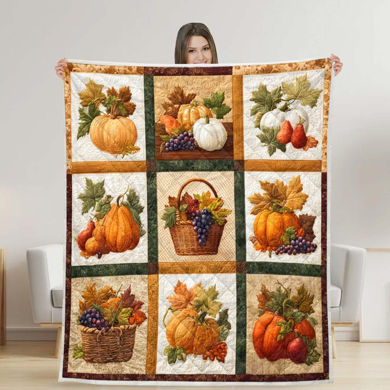 Floral Farmhous Scarecrow Quilted Blanket NCU0PD734 main image 0