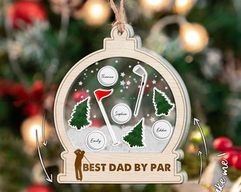 Personalized Best Dad/ Grandpa By Par 3 Layered Shaker Ornament, Custom Kids Names, Dad/ Grandpa Christmas Gifts, Father/ Grandpa Gift