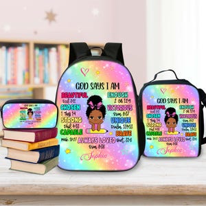 Personalized Back To School Backpack For African American Kids, Little Black Girl Lunch Bag, Pencil Bag, Back To School Black Kid Gifts