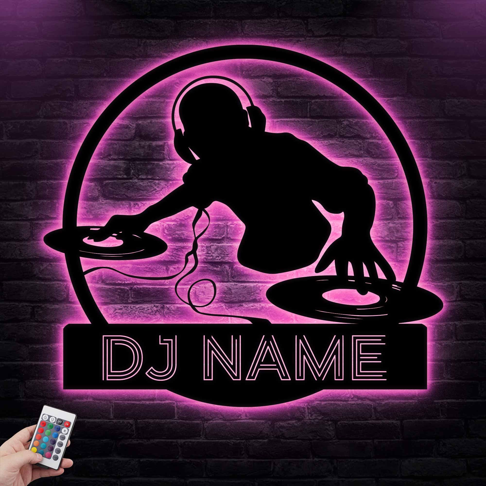Custom DJ Metal Wall Art With LED Light, DJ Player Metal Sign