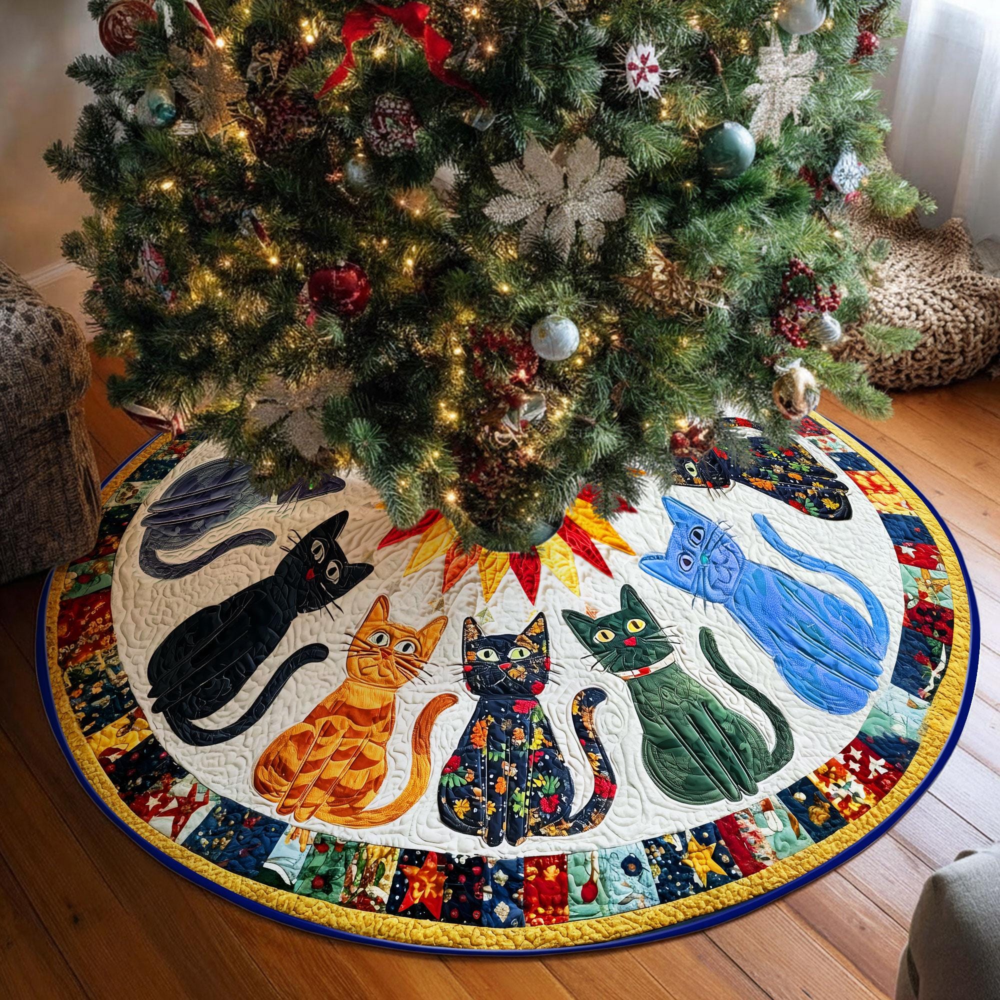 Discover Cat Lover Quilted Christmas Tree Skirt for Holidays