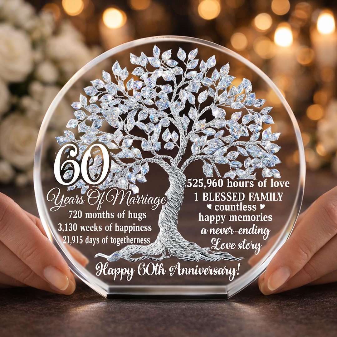 60th Wedding Anniversary Gift Acrylic Block, 60th Diamond Wedding Gifts — free download