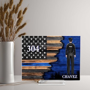 Regalo personalizzato della polizia, regalo di pensionamento della polizia, regalo di laurea della polizia, regalo di Natale, regalo di San Valentino per la placca acrilica del cuore della polizia