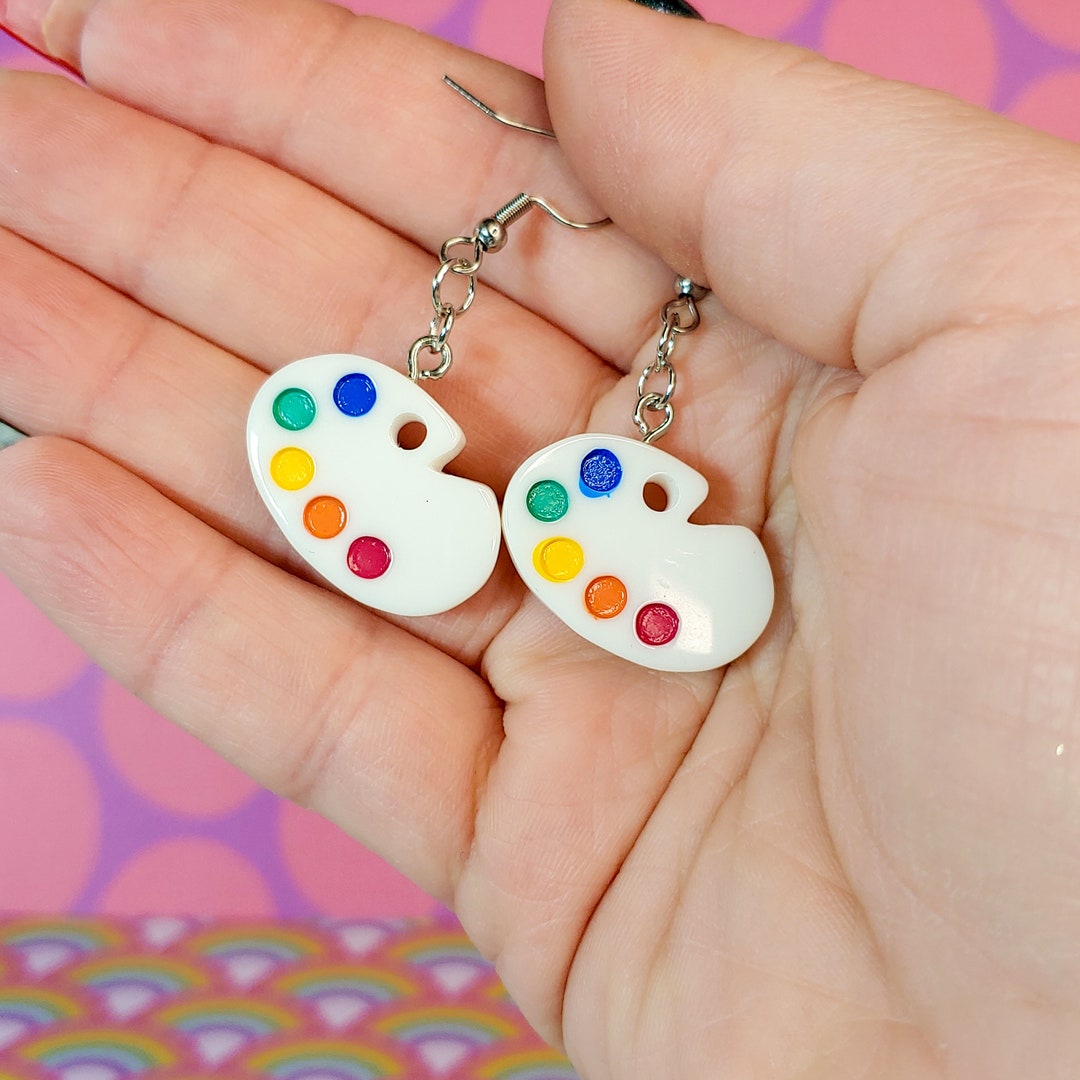 Paint Palette Earrings, Gift for Painter, Artist Earrings, Cute Mini