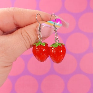 Strawberry earrings, Yume kawaii, Fairy kei jewelry, Fruit earrings, Harry Styles