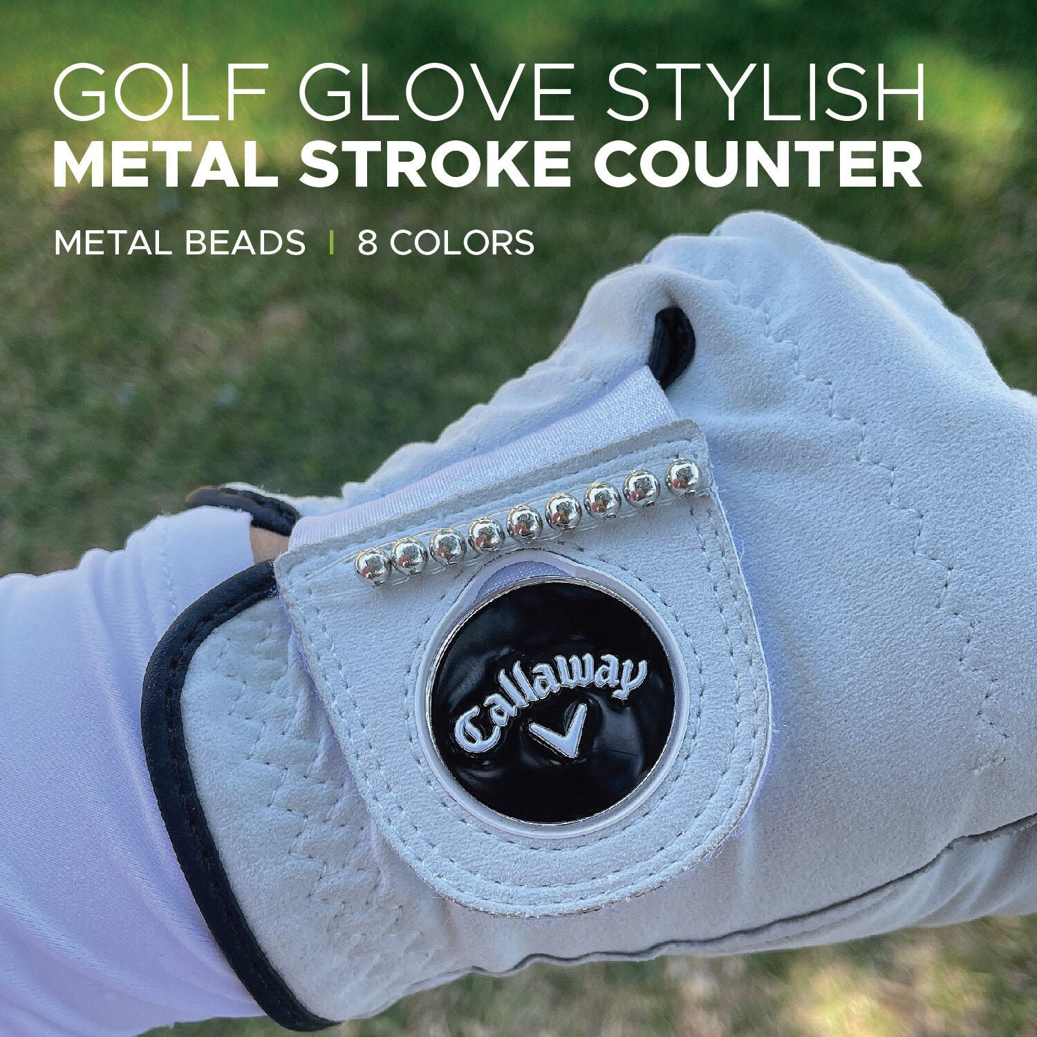 Golf Glove Stylish Metal Stroke Counter, Metal Beads Wearing Golf Glo…
