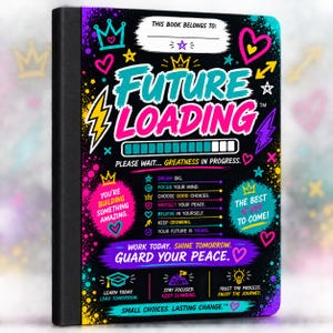 Future Loading Composition Notebook | Teen Goal Setting Journal | Wide Ruled School Notebook | Motivational Gift for Teens