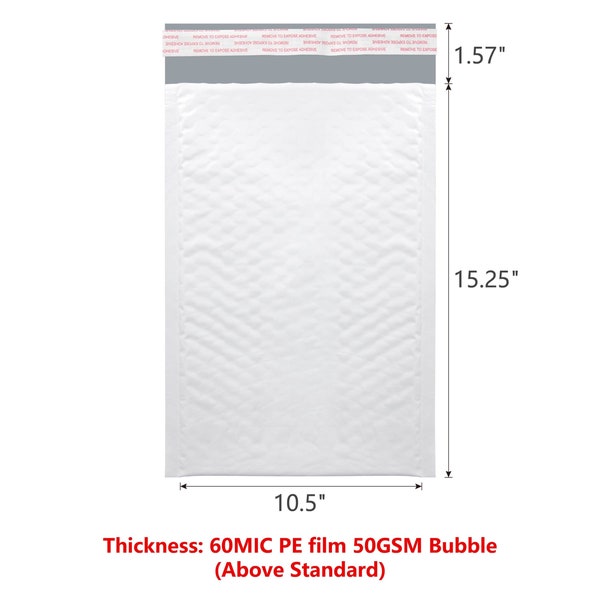 Fosmon #5 Poly Bubble Mailer 10.5 x 16, Extra Wide Padded