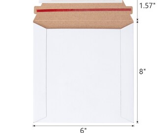 100 Pack Flat Rigid Mailer 6 x 8 inch 6x8 Cardboard Mailers Shipping Envelopes Peel & Seal Kraft Brown