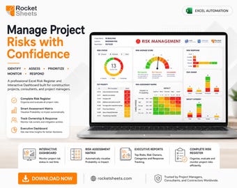 Project Risk Management Excel Template: PMBOK Guide, Risk Register (Digital Download)
