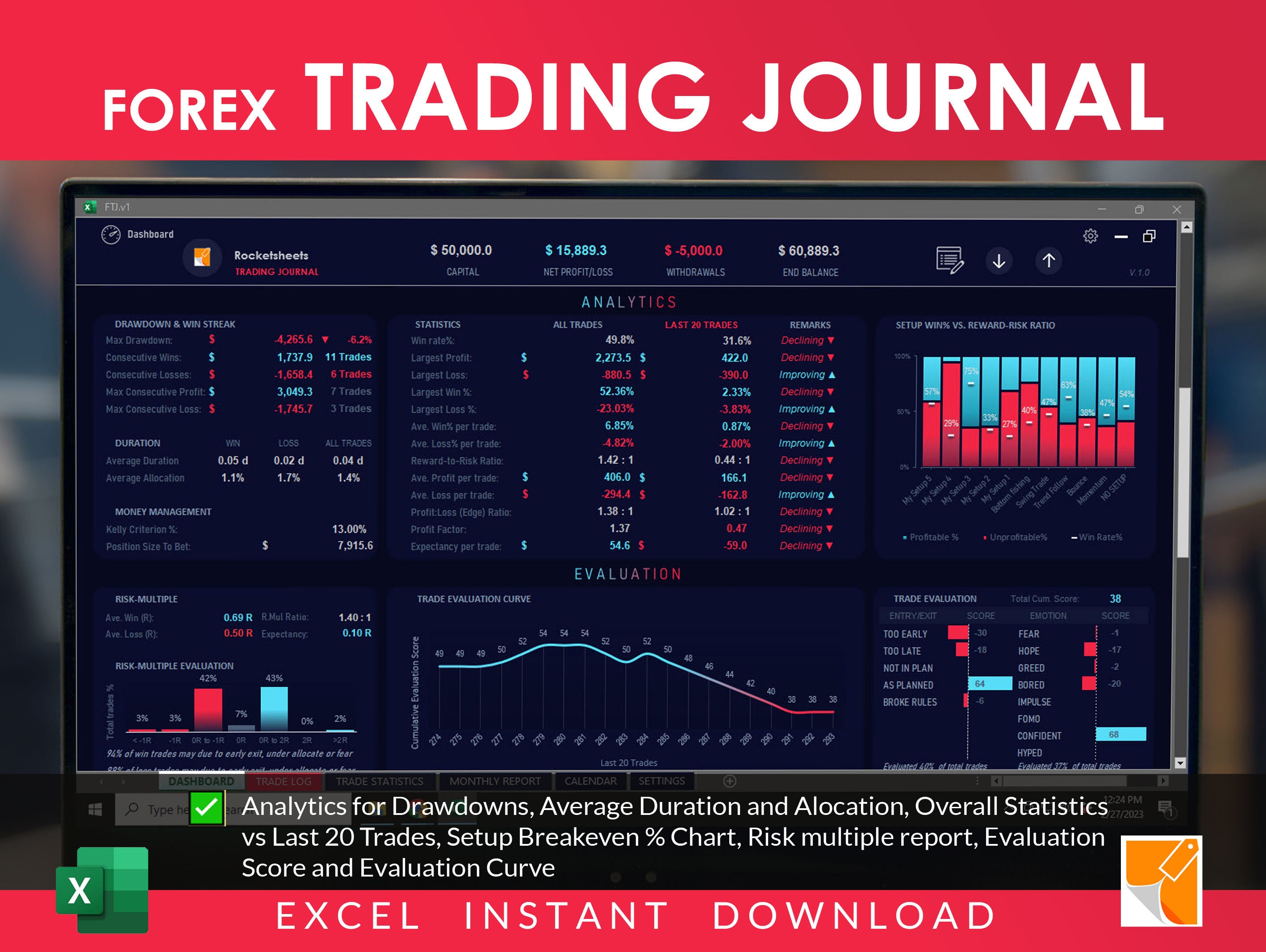 Modèle Excel du Forex Trading Journal : Crypto 2026, CFD, Bourse  (téléchargement numérique) - Etsy France