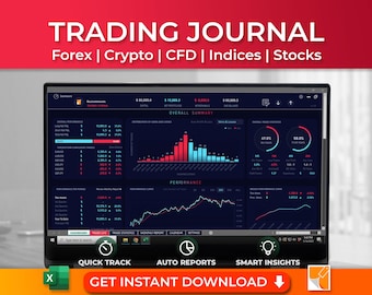 Forex Trading Journal Excel Template: 2026 Crypto, CFD, Stock Market (Digital Download)