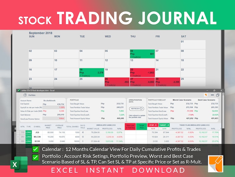 2026 Stock Trading Journal: Trade Tracker Excel Template (digital ...