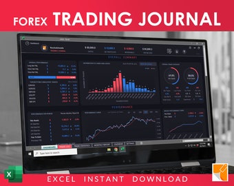 Forex Trading Journal Spreadsheet, Trade Tracker, Krypto,CFD, Börse, Indizes,Trademanagement,Trading Dashboard,Trading & Investing