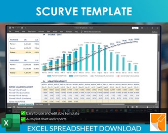 S-Curve Project Management Excel Template (Digital Download)