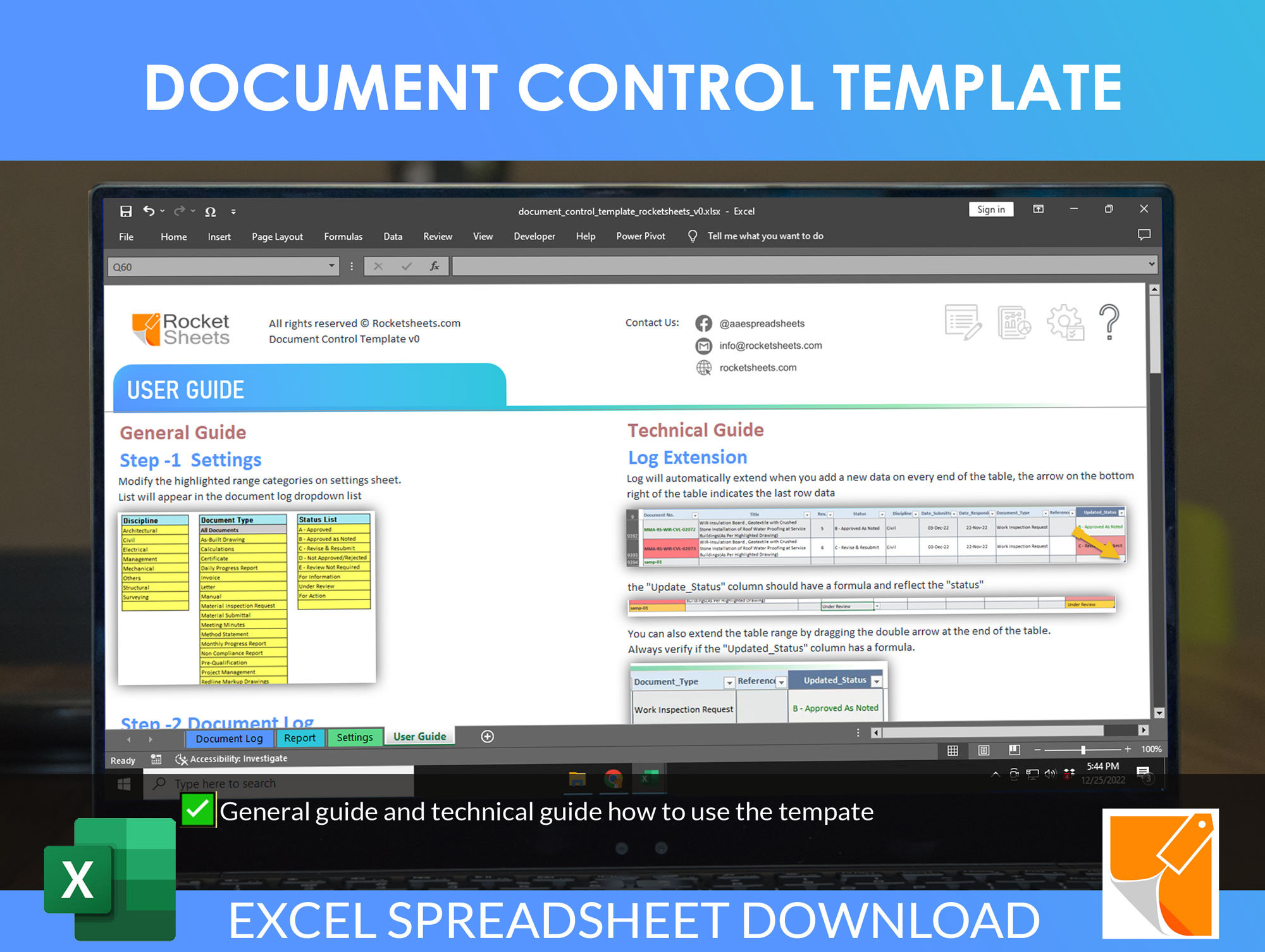 Document Control Template: Project Management Spreadsheet (instant ...