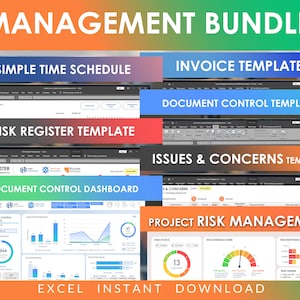 Project Management Excel Template Bundle: Risk, Time Schedule, Cashflow (Instant Download)