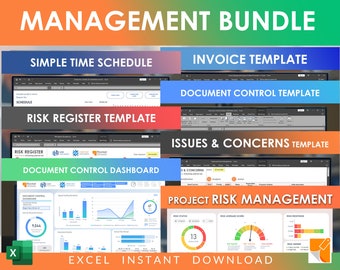 Project Management Excel Template Bundle: Risk, Time Schedule, Cashflow (Instant Download)
