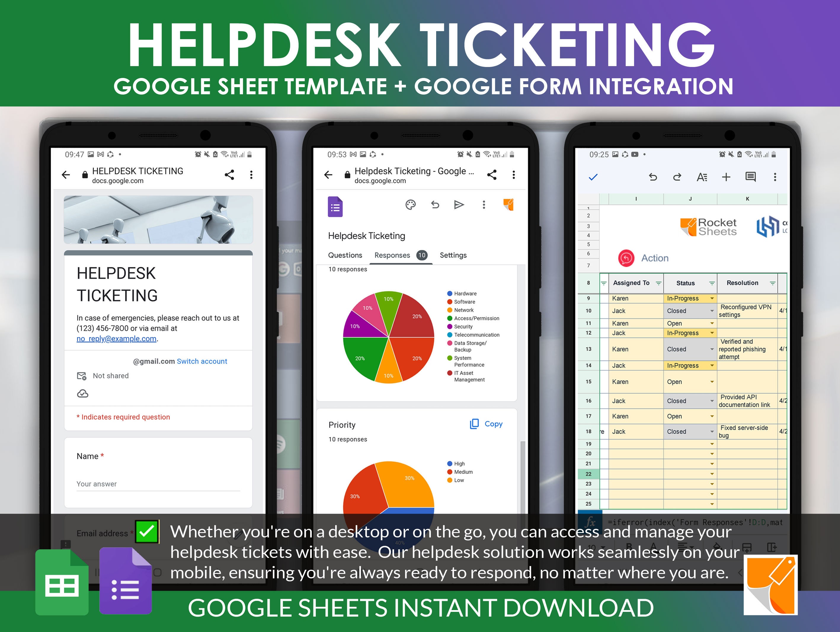 Helpdesk Ticketing Template: Google Sheets & Form Integration (digital ...