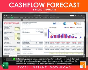 Cashflow-Prognose-Vorlage, Projektkostenplanung, Projekt-Cashflow-Planung, Projektmanagement-Tools, Finanzmanagement-Vorlage