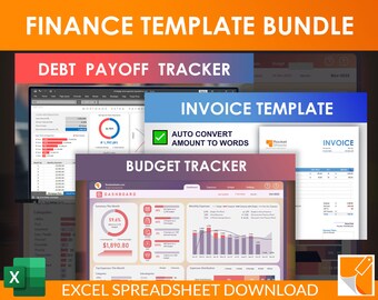 Finance Management Excel Template Bundle: Budget, Debt, Invoice (Digital Download)