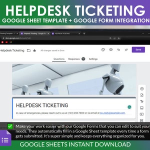 Helpdesk Ticketing Template: Google Sheets & Form Integration (digital ...