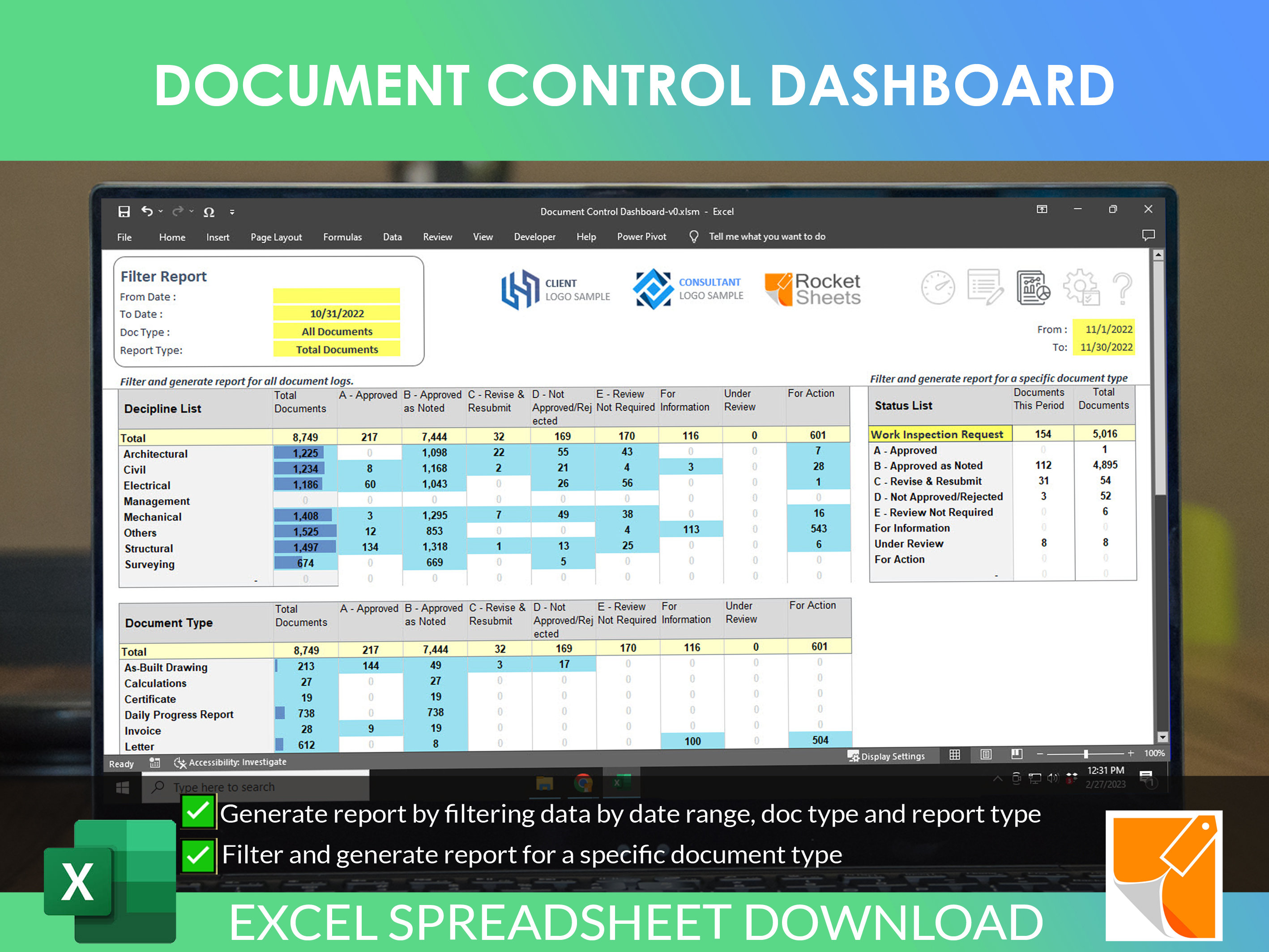Document Control Dashboard Dynamic Report Management - Etsy