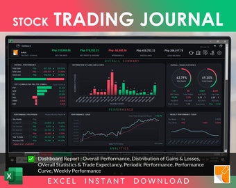 Stock Trading Journal Excel Template, Trading Journal For Stock Market, Traders Journal, Investment Journal, Day Trader, gestion commerciale