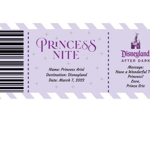 Printable Princess Nite Mock Ticket
