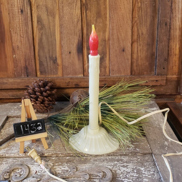 Vintage Window Electric Lighted Single Tapered Christmas Candle