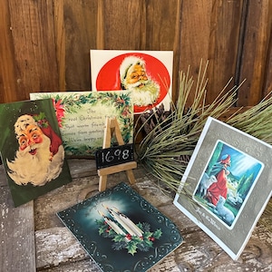 Unused Vintage &quot;Coca-Cola Style Santa&quot; Christmas Card Collection, Retro Santa Christmas Cards, Santa Claus Greeting Cards