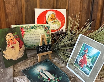 Vintage Coca-Cola Style Santa Christmas Cards - Unused Set of 5