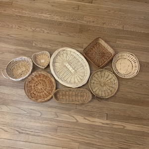 Farmhouse Boho Basket Wall Collage, Vintage Basket Wall Decor, Cottage Style Basket Wall