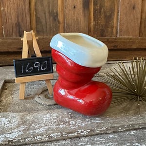 Haeger Ceramic Santa Boot, Pottery Gardenhouse Santa Boot