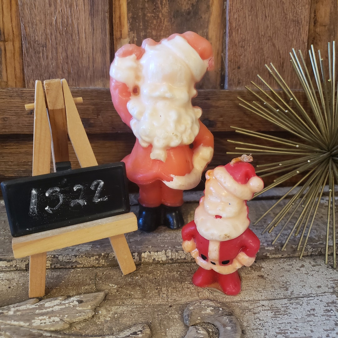 Two Vintage Santa Candles Etsy