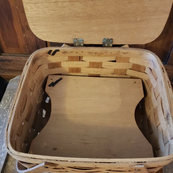 Vintage Small Picnic Basket, Small Wooden Picnic … - image 7