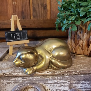 Vintage Solid Brass Cat Figuring, Brass Cat Paperweight