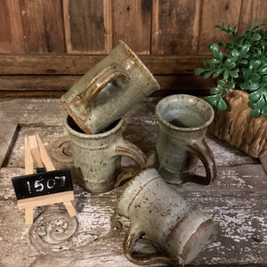 Pottery Mugs, Vintage Earth Tone Coffee Mugs