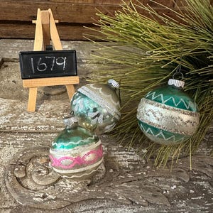 3 glänzende Brite Pink/Grüne Weihnachtsornamente