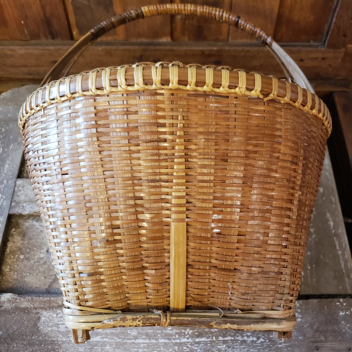 Large Woven Basket Farmhouse Blanket Basket Cottage Basket Etsy