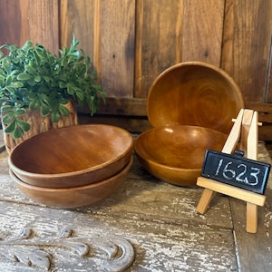 Wooden Salad Bowls, 70’s Era Bowls for Serving/Decor