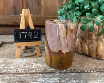 Portalápices o bolígrafos vintage de ónix, mármol y piedra natural con 7 agujeros, diseño de rana con flores vintage