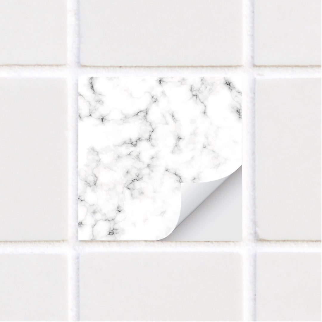 Marble Tile Stickers Grey and White Tile Decals Modern Tile Stickers TS