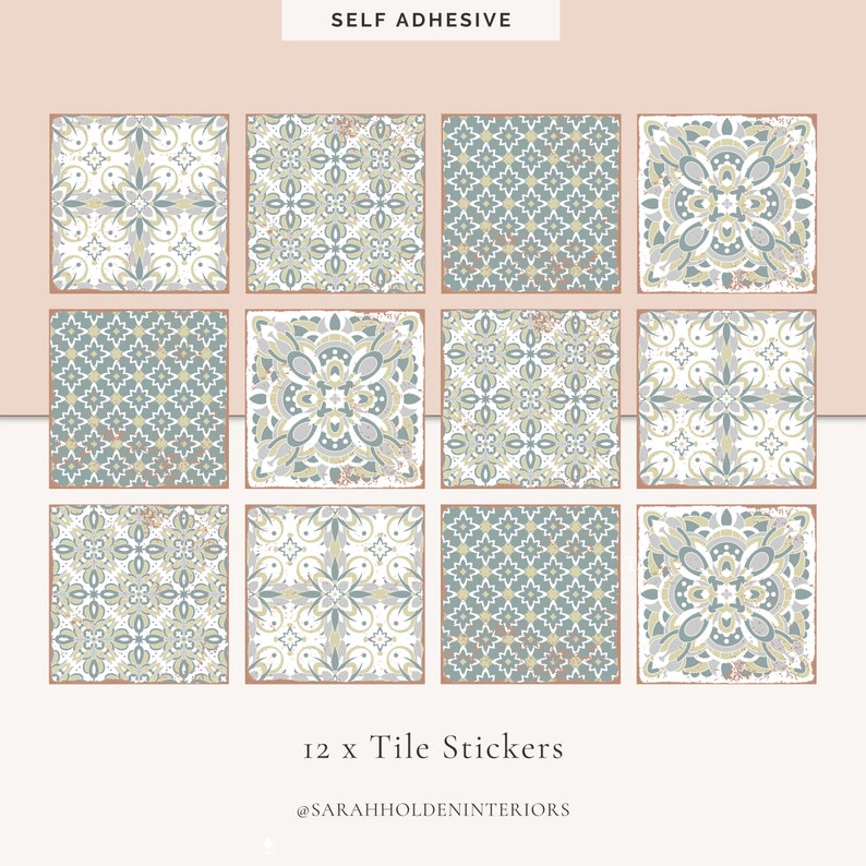 Tile Stickers Sage Green Azulejos Tile Decals TS00703 Etsy